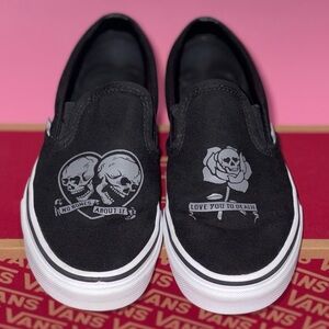 Vans Slip-On with Skull and Rose Design